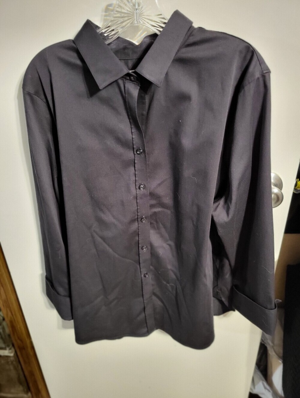 Chico's Easy No-Iron Button Down Shirt Blouse Top Women's XL Black